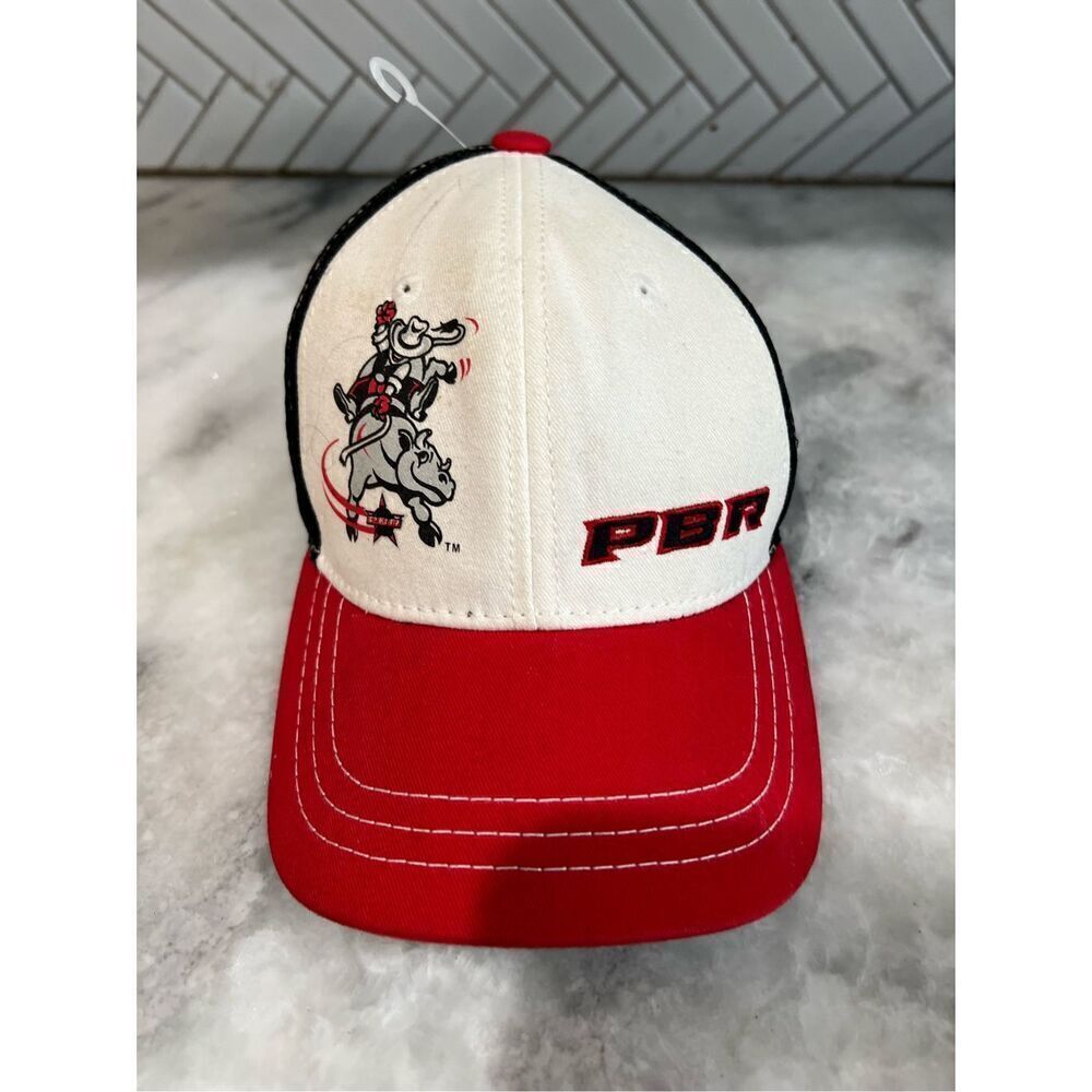 PBR Professional Bull Riders 3D Embroidery SnapBack Trucker Hat Red/Black/White